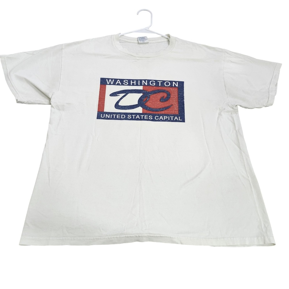 Delta Pro Weight Shirt Mens Large White Washington DC Capital Graphic Tee Top